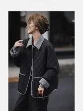 おしゃれなキルティング外套【冬用・カラーブロック・ゆったりデザイン】