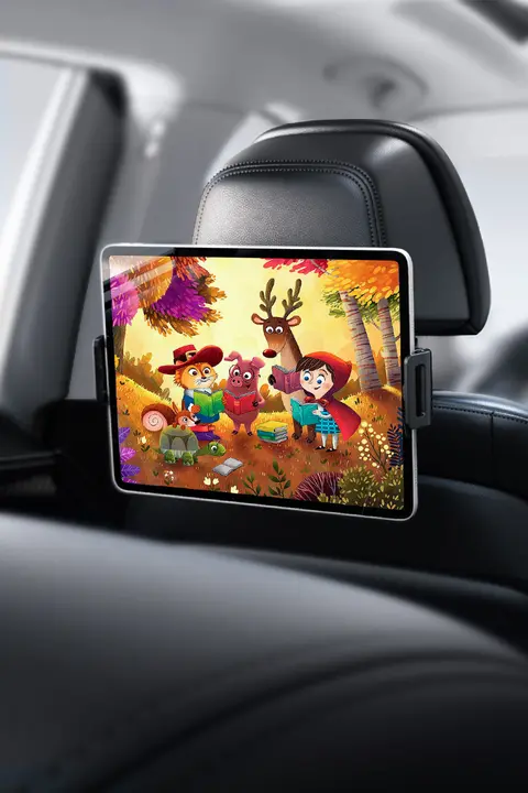 車載タブレットホルダー【後部座席・ヘッドレスト固定用・iPad対応】