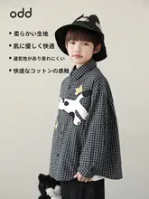 シャツ キッズ ボーイズ 黒白チェック柄   肌触り良い 快適 定番 「oddtails」