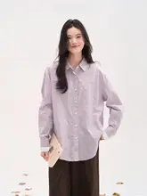 自然美を感じる！ストライプデザインの長袖シャツ【レディース・春秋用・襟付き】
