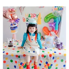環境に優しいカラフルな気球プリントテーブルクロス【子供の学校の誕生日パーティー用・デコレーション】