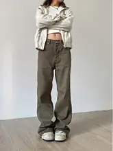 ユニセックス アメリカンヴィンテージ ウォッシュドストレートカジュアルパンツ【オーバーサイズ・秋用】