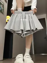 グレーのハイウエストAラインバレエ風ショートスカート【夏用・体育に最適・小柄向け】（セットアップ対応）