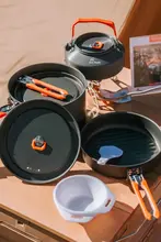 火枫 4人用 アウトドアポータブルクッキングセット【キャンプ用・多機能鍋・炊飯器・やかん】