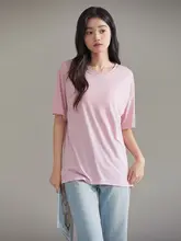 ルームウェア   レディース 半袖Tシャツ モダール ブラカップ付き 冷感 薄手 甘め 夏