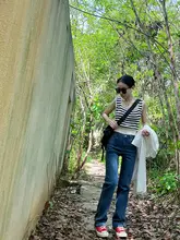 レトロハイウエストストレートデニムパンツ【女性用・スリムフィット・秋冬対応】