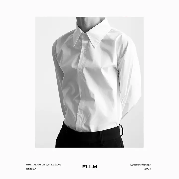 シャツ ユニセックス フレンチ風 アシンメトリーヘム ベーシック 着回し「FLLM」