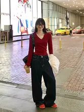 深い青色のカジュアルデニムジャケット【秋用・ルーズフィット・高級感・万能デザイン】
