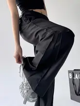 大きなフレアパンツ【女性用・カジュアルスタイル・ブラック・ローライス・細身】