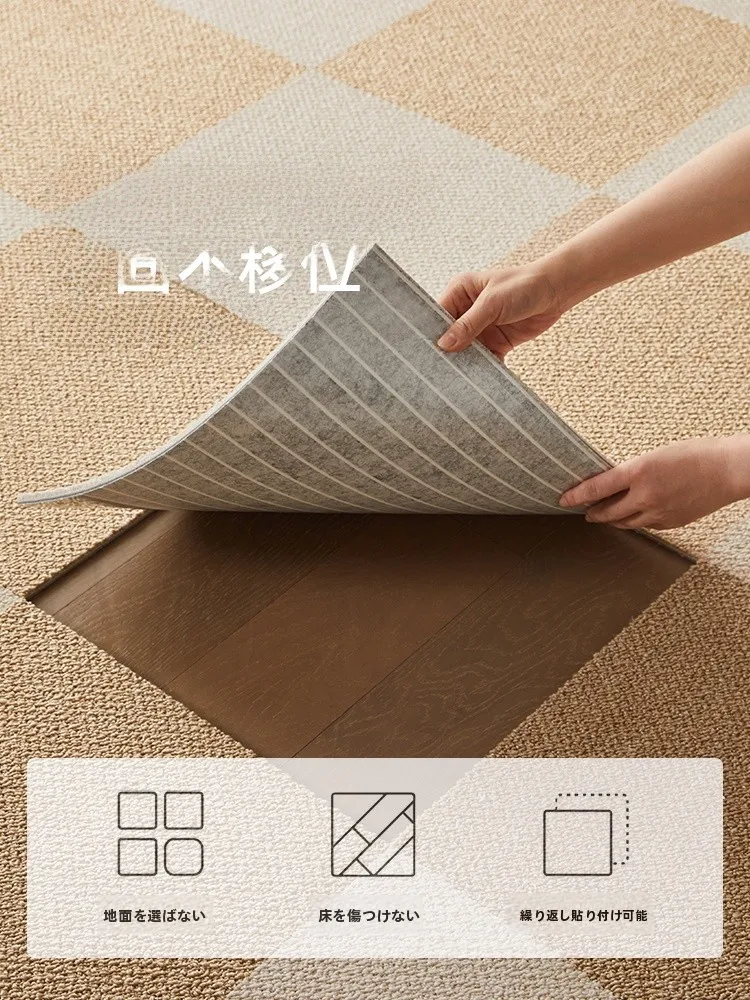 日本式接続タイルカーペット：洗える・防滑A級・強吸音の家庭用ラグマット