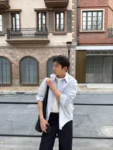 シンプルでしたデザイン！ブルーのカラーシャツ【メンズ・デザイン襟・カジュアル】