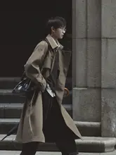 防水ウール混紡コート【ロングシルエット・春用・ツイード風】