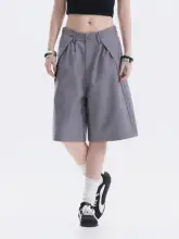 ワイドショートパンツ レディース テーラード ギャザー デコンストラクション ルーズ 韓流 カジュアル
