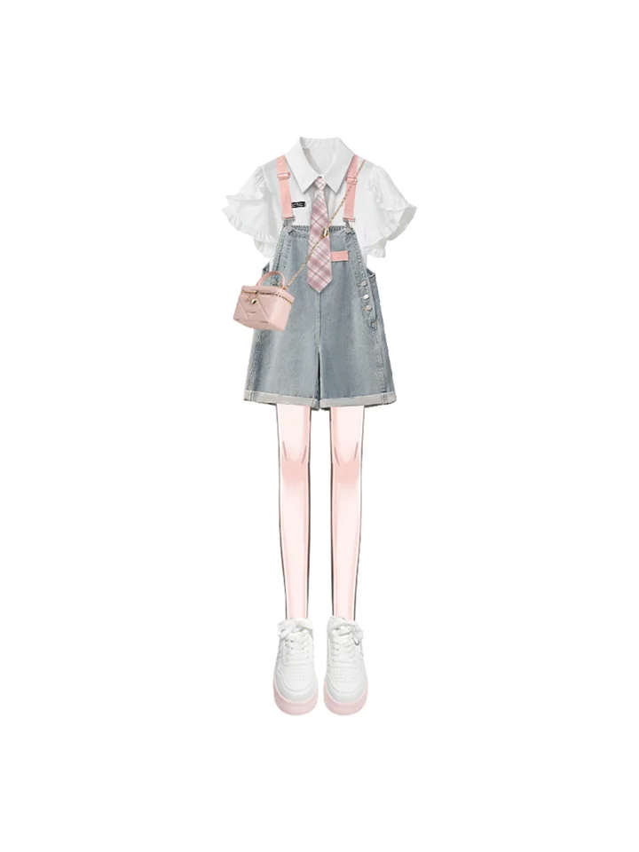 夏にぴったり！JK制服風カジュアルコーディネート【ハンガーパンツ・二枚組】（セットアップ対応）