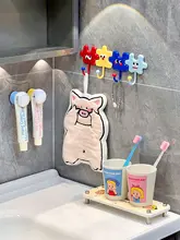 カラフルなパズルデザインの壁掛けフック【洗面所用・タオル掛け・収納に便利】（セットアップ対応）