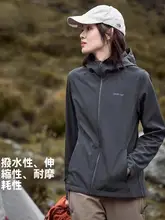 春季用フード付きソフトシェルジャケット【防風・撥水・裏起毛】