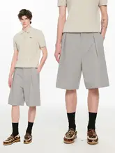 麻混紡コットン製 メンズルーズフィットショートパンツ【ヴィンテージスタイル・五分丈・カジュアル】（セットアップ対応）