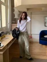 水洗い加工のクラシックデザイン デニムパンツ【女性用・スリムストレート・ブルー】