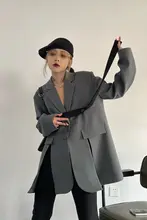洗練されたデザインのグレーコート【女性用・スリムフィット・韓国スタイル】