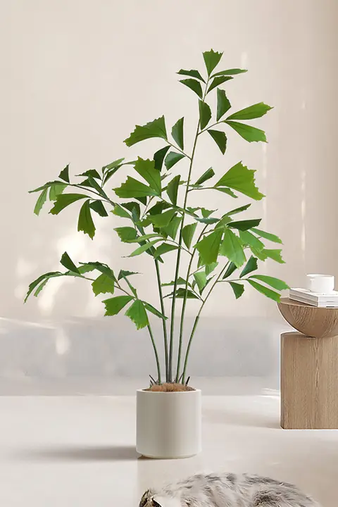 高仿真グリーン植物フィッシュテールパームの鉢植え【インテリア・リビング用】
