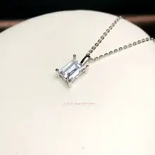 クラシックミニマリスト長方形ペンダントネックレス【925スターリングシルバー・ゴールドメッキ・モザンザイトストーン装飾】