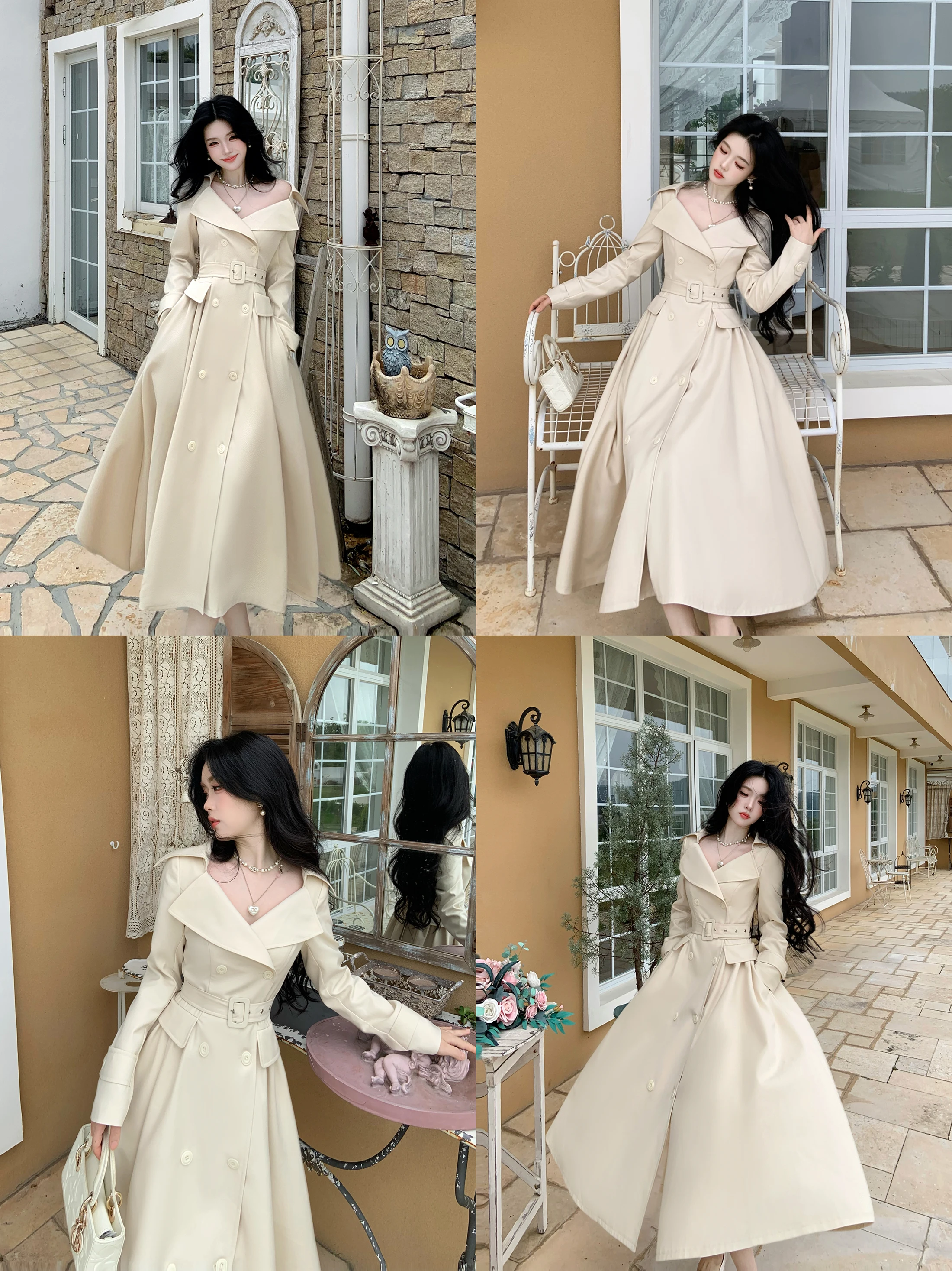 大きな襟のダブルブレストコート：トレンチコートとテーラードコートの間にあるエレガントな選択