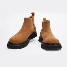 高品質なモダンデザインのレザー切尔シーブーツ【メンズ・秋用・厚底】