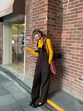 コーデュロイのバイカラードットサロペットパンツ【秋冬用・フィット・レディース】