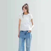 ツルツル素材のショートスリーブTシャツ【フィットデザイン・夏用・カジュアル】