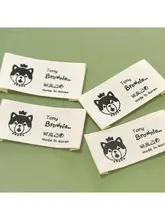 ハンドメイド純綿素材のデコレーションラベル【柴犬デザイン・高級織りタグ・輸入品】