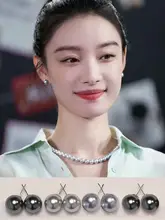 真多麻 グレー パール ピアス【イヤリング・無耳穴・タヒチ黒真珠・純銀製】
