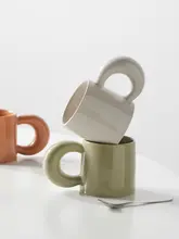 北欧風 シンプルデザイン 陶器製 マグカップ【家用・コーヒー・ティー・ミルク用】