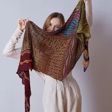 トルコメリノウールの秋季用ショールキット【編み図付き・未完成品】