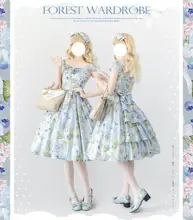 優雅な印花デザインの薄手ロリータワンピース【夏用・クラシックスタイル】（セットアップ対応）