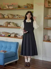フランス風 ヴィンテージデザイン ノースリーブブラックワンピース【春用・プリーツスカート】