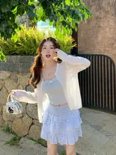 赤いドットのハイウエストにこ型スカート【夏用・Aライン・小柄向け】（セットアップ対応）