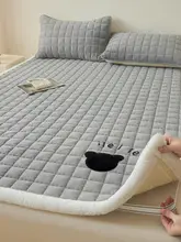 ベッドパッド 薄型マットレス 冬用 中綿入り もこもこ起毛 蓄熱 保温 無地 シンプル