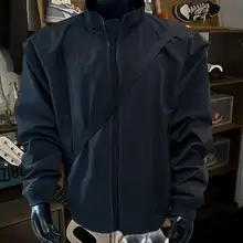 防水性に優れた春秋冬用アウタージャケット【無地・立襟・クッション入り・男女兼用】