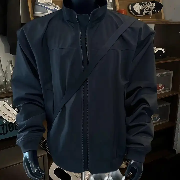 防水性に優れた春秋冬用アウタージャケット【無地・立襟・クッション入り・男女兼用】