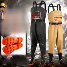 特厚な耐磨下水パンツ【ハーフウエスト・全牛筋・高級防水・釣り用】