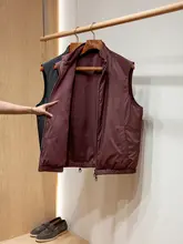 保温白鹅绒入り メンズ両面着用ウールスタンドカラーダウンベスト