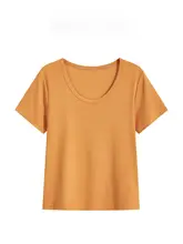 半袖Tシャツ レディース Uネック 韓流 シンプル デザイン性 スリム きれいめ 着回し 夏