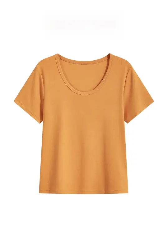 半袖Tシャツ レディース Uネック 韓流 シンプル デザイン性 スリム きれいめ 着回し 夏