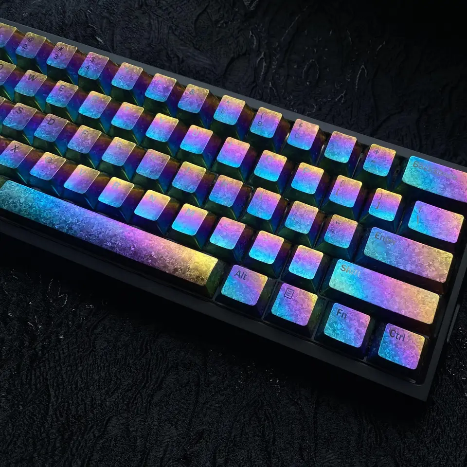 カラフルなチタン合金製キーボードキーキャップ【Wooting60対応・タマイズ文字入り】（セットアップ対応）