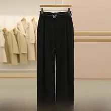 高ウエストのゆったりとした美脚スーツカジュアルパンツ【大人向け・ファッション性・冬用】（セットアップ対応）