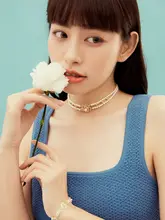 人造珍珠ネックレス【山茶花デザイン・女性用・極上の柔らかさ】