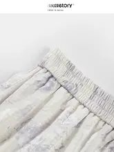 甘美な花柄の紫色ロングスカート【春夏用・ゆったりサイズ・体型カバー】