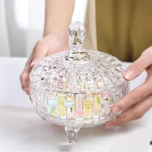 欧風 大型 カラフル 蓋付きガラスキャンディ jar【大容量・収納用・透明ガラス】
