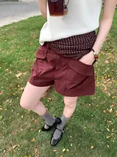 デザイン感あふれる女性用ワイドレッグ工装ショートパンツ【クールカジュアル】（セットアップ対応）