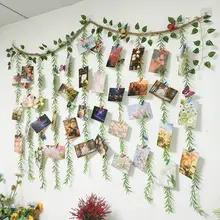 麻ひもと造花のフォトディスプレイ【インテリア装飾・壁掛けタイプ】